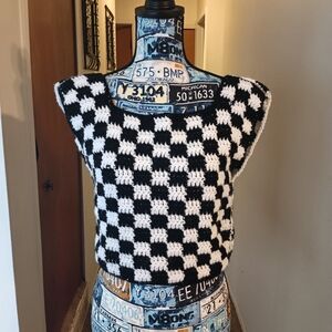 Black and White Checkered Women's Sweater
